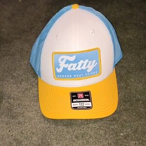 Fatty Trucker Hat with Blue and Yellow Design